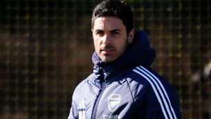 <p>Arsenal manager Mikel Arteta during a training session at at the Sobha Realty Training Centre, London.  </p>