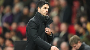 <p>MIND GAME: Arsenal manager Mikel Arteta after the final whistle in the Premier League match at Old Trafford.</p>