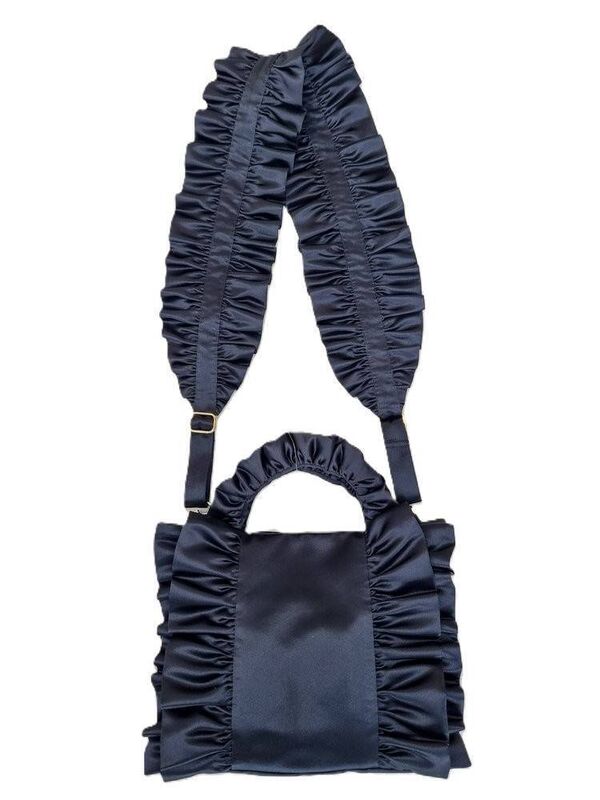Mini Frill Tote with Strap Satin, August Night, €255
