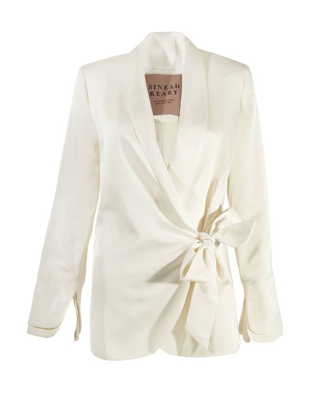 ‘Sarah’ satin wrap blazer, Sinead Keary – The Label, €198