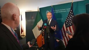 <p>Taoiseach Micheál Martin speaking to the media at the JW Marriott Hotel in Austin, Texas, during his US trip ahead of St Patrick's Day. On Wednesday he will visit president Donald Trump at the Oval Office in the White House. Niall Carson/PA</p>