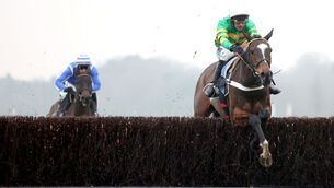 <p>Jonbon and Nico de Boinville win from Energumene for trainer Nicky Henderson. Pic: Healy Racing</p>