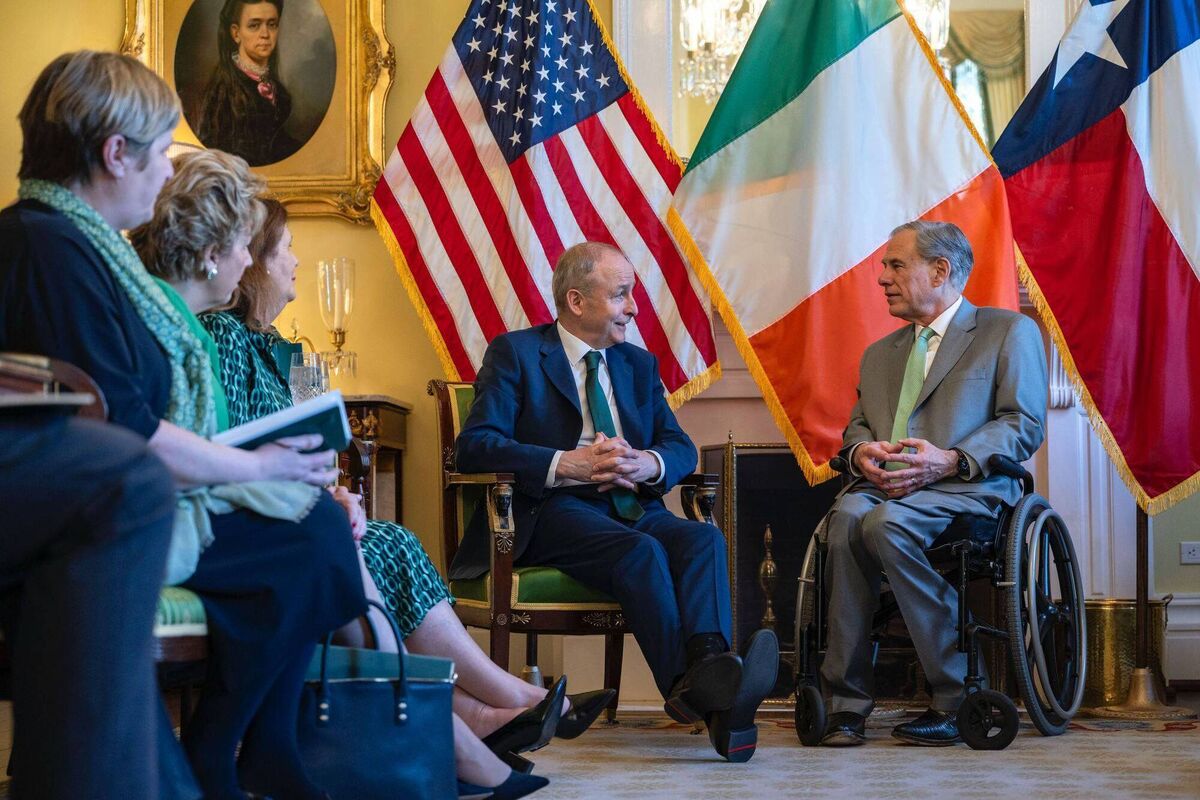 Taoiseach Micheál Martin meeting with the Governor of Texas Greg Abbott in Austin, Texas on Monday. Picture: Government of Ireland