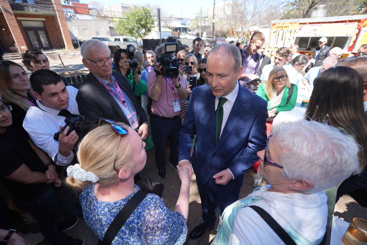 Taoiseach Micheál Martin meeting members of the public at a pop-up gaeltacht at Ireland House in Austin, Texas during the SXSW festival, as part of his week-long visit to the US. Picture: Niall Carson/PA