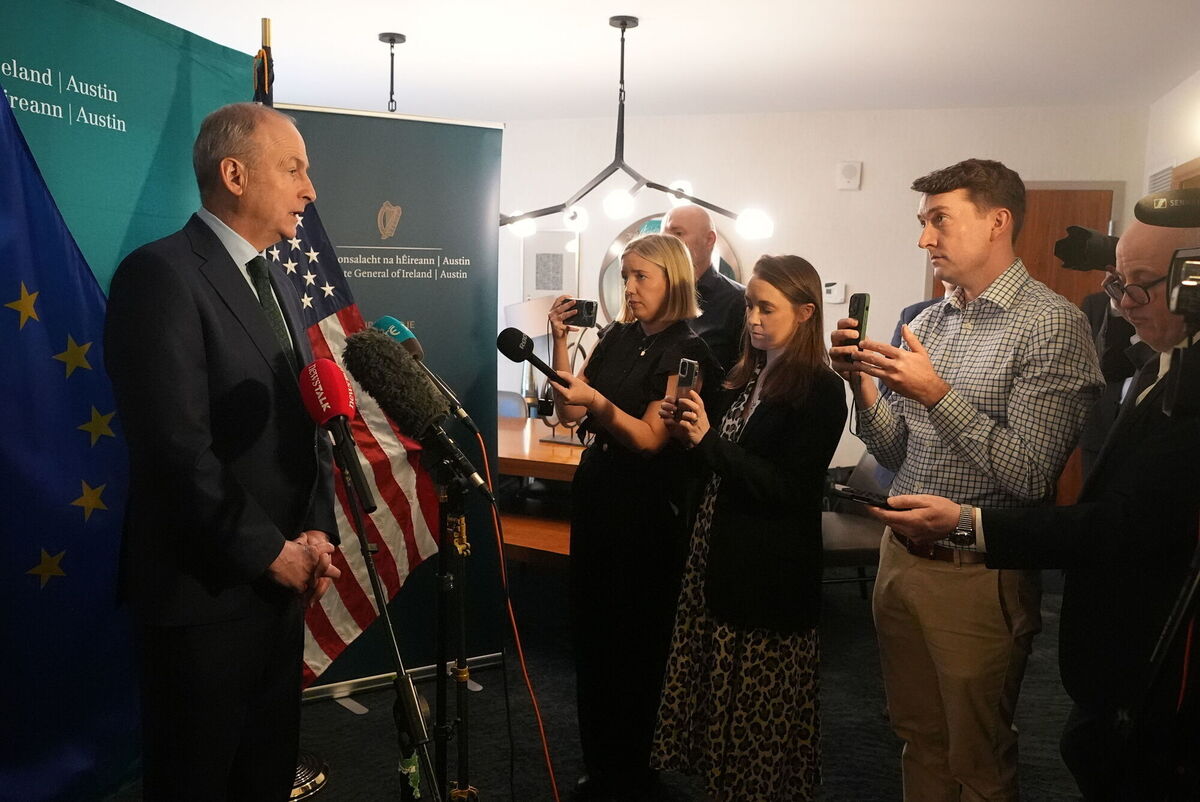 Taoiseach Micheál Martin speaking to the media in Austin, Texas, as his week long visit to the US continues. Picture date: Tuesday March 11, 2025. PA Photo. The Taoiseach will visit Austin, Texas, before heading to Washington DC for the traditional St Patrick's Day celebrations in the US capital. See PA story IRISH US. Photo credit should read: Niall Carson/PA Wire
