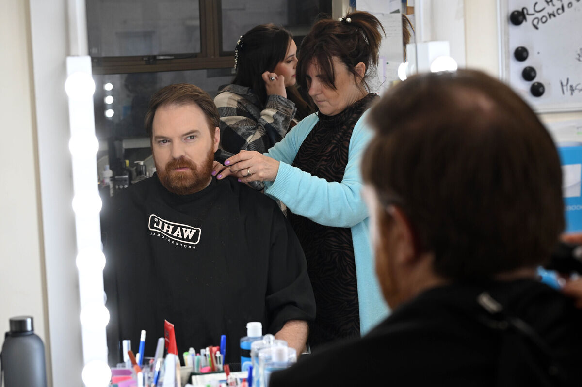 Bernard O’Shea preparing for his day on the Ros na Rún TV set. Pictures: Ray Ryan