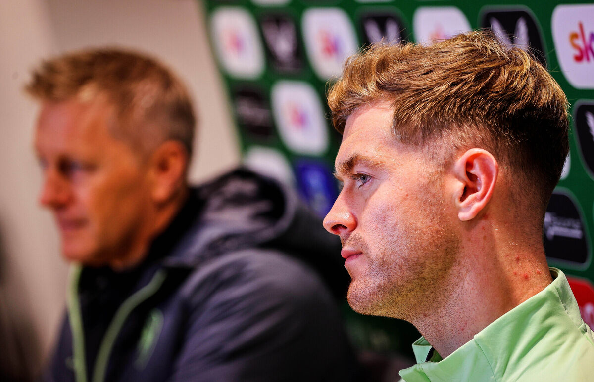 Republic of Ireland captain Nathan Collins with coach Heimir Hallgrímsson. Pic: Ryan Byrne/Inpho Republic of Ireland captain Nathan Collins with coach Heimir Hallgrímsson. Pic: Ryan Byrne/Inpho