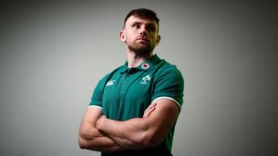 <p>FACING FORWARDS: Hugo Keenan poses for a portrait during an Ireland Rugby media conference at IRFU High Performance Centre in Dublin. Photo by Ramsey Cardy/Sportsfile</p>
