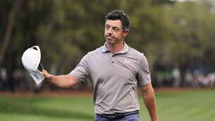 <p>PLAY OFF: Rory McIlroy couldn’t close the door on a three-shot lead with five holes to play on Sunday. Now he’ll wake up to face a three-hole aggregate playoff Monday morning against dogged underdog J.J. Spaun with the Players Championship on the line. Pic: AP Photo/Julia Demaree Nikhinson</p>