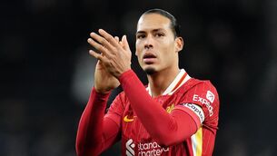 <p>Liverpool captain Virgil van Dijk is targeting five wins to secure the Premier League title (Adam Davy/PA)</p>