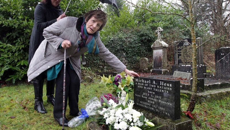 Philomena Lee in Sean Ross Abbey, Roscrea, at a memorial for her son Anthony Lee (Michael Hess) who was lost to her by forced adoption in the mid-1950s. Picture: Mark Stedman/Photocall