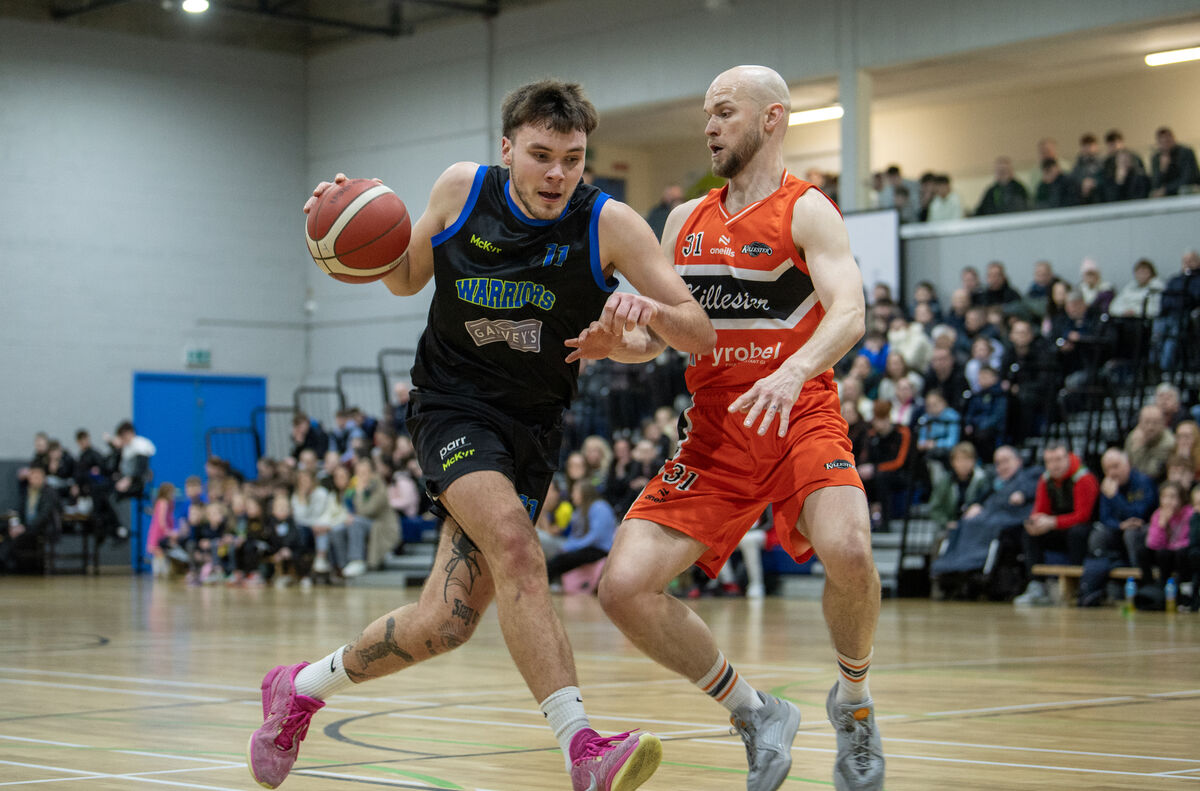  YOUNG MEN'S PLAYER OF THE YEAR: Rap Buivydas Tralee Warriors ( Black ) has a strong season for his side. Pic: Domnick Walsh © Eye Focus LTD .