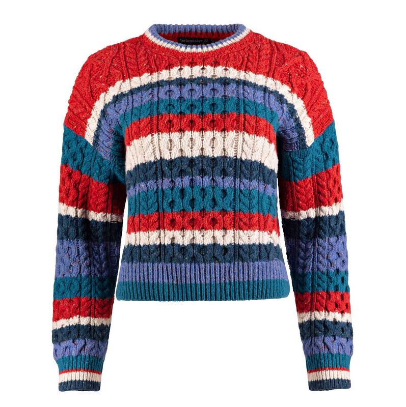 'Maya' multi-coloured jumper in Chilli, IrelandsEye Knitwear, €159.95