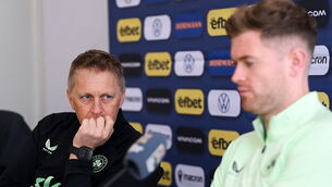 <p>Heimir Hallgrimsson seemed to spend the build up to Ireland’s two Nations League play off games against Bulgaria apologising. Pic: Stephen McCarthy/Sportsfile</p>