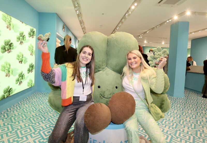Shauna Doyle (right) was one of the first Jellycat fans in Brown Thomas on Grafton Street for the launch of Siofra Shamrock