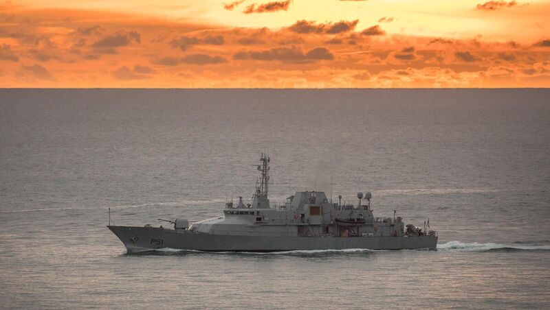 LÉ Róisín: The Naval Service is examining why it sailed towards the south coast of Ireland, including over a number of subsea data cables, and is currently monitoring its presence near Foynes port. Picture: David Creedon LÉ Róisín: The Naval Service is examining why it sailed towards the south coast of Ireland, including over a number of subsea data cables, and is currently monitoring its presence near Foynes port. Picture: David Creedon
