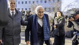 <p>Ex-Fifa president Sepp Blatter, center, and Michel Platini were both cleared of corruption charges by a Swiss court on Tuesday, two and a half years after they were first acquitted of the offences.Pic: Urs Flueeler/Keystone via AP</p>