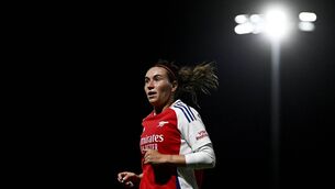 <p>Mariona Caldentey of Arsenal during the UEFA Women's Champions League 2024/25 Second Round Second Leg match between Arsenal and Hacken at Meadow Park on September 26, 2024 in Borehamwood, England. (Photo by Harry Murphy/Getty Images)</p>