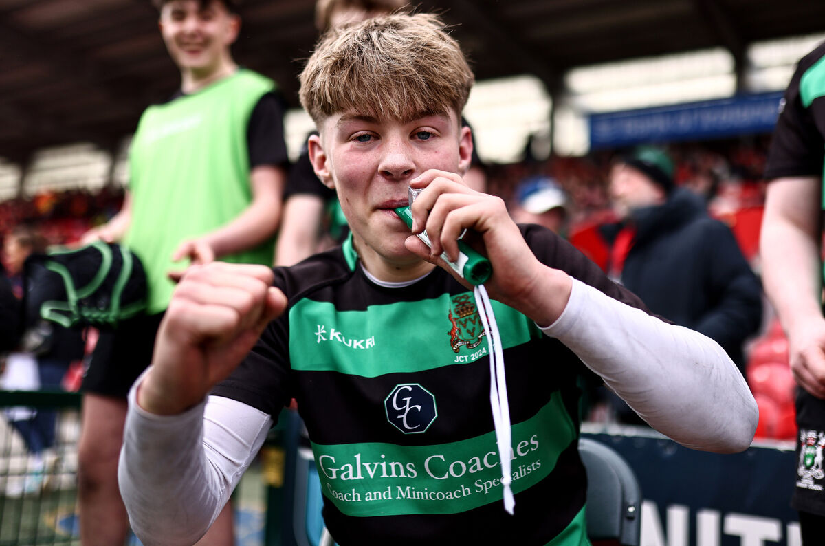 Bandon's Alex Bramoullé celebrates just before the final whistle. Pic: Andrew Conan/Inpho