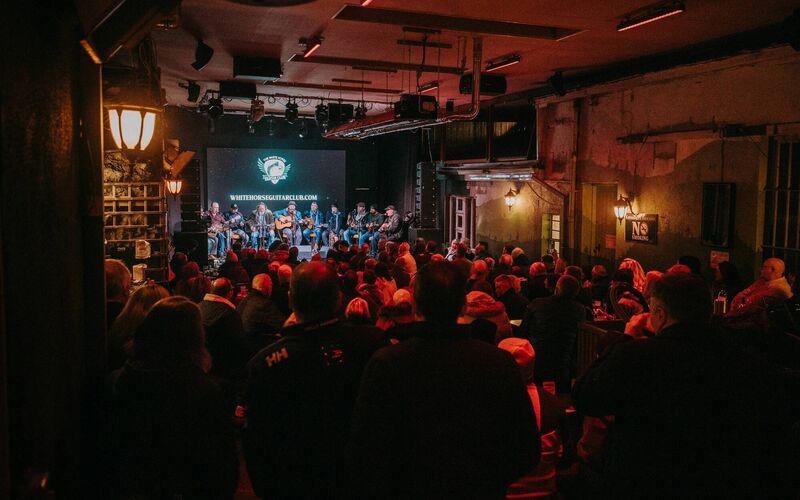 The White Horse Guitar Club, on stage in Kavanagh's, Portlaoise. Photo:  Fionn Mulvey