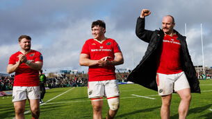 <p>Munster’s Seán O’Brien, Ruadhán Quinn and Oli Jager after the win over Connacht. Pic: James Crombie, Inpho</p>