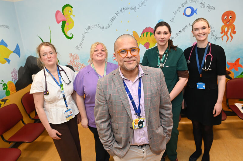 (front middle) ) Dr Juan Trujillo, paediatric allergist with team members (rear from left) Dr Zoe Palmer, Ciara Tobin, CNS Allergies, Dr Claire Holland and Dr Sadhbh Hurley, at Cork University Hospital. Picture: Larry Cummins (front middle) ) Dr Juan Trujillo, paediatric allergist with team members (rear from left) Dr Zoe Palmer, Ciara Tobin, CNS Allergies, Dr Claire Holland and Dr Sadhbh Hurley, at Cork University Hospital. Picture: Larry Cummins