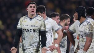 <p>La Rochelle's Paul Boudehent during his side's Champions Cup pool stage defeat to Leinster. Pic: ©INPHO/James Crombie</p>