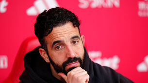 <p>Manchester United manager Ruben Amorim during a press conference.</p>