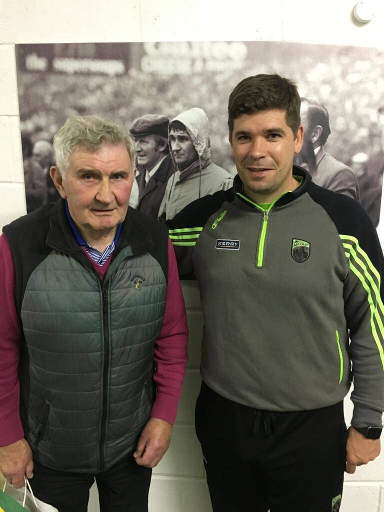 Mick O'Dwyer with Éamonn Fitzmaurice when he visited the Kerry camp in 2016 Mick O'Dwyer with Éamonn Fitzmaurice when he visited the Kerry camp in 2016
