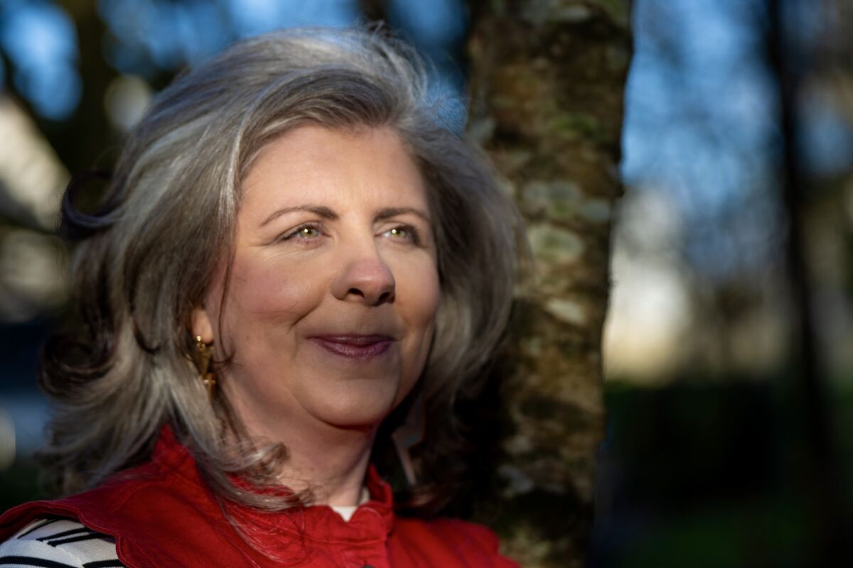 Deirdre McArdle: I like how the grey lightens my complexion and makes my eyes look brighter. Picture: Chani Anderson