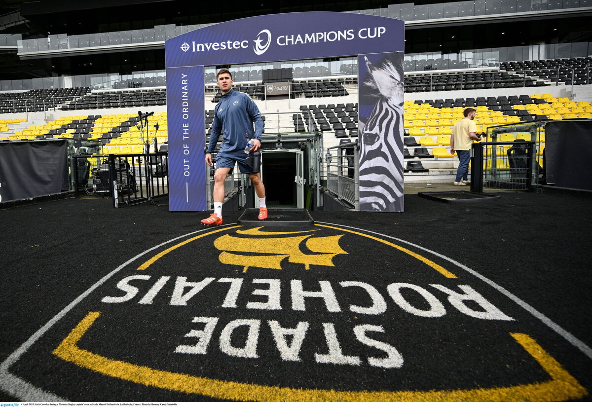 ROG's TURF: Jack Crowley during a Munster Rugby captain's run at Stade Marcel Deflandre in La Rochelle. Pic: Ramsey Cardy/Sportsfile