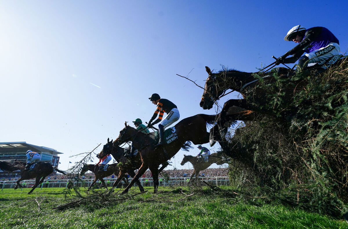 Patrick Mullins aboard Nick Rockett on their way to winning the Randox Grand National. Pic: Mike Egerton/PA Wire.