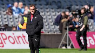 <p>Harlequins head coach Danny Wilson during the warm up before the game. Picture: Brian Lawless/PA Wire</p>