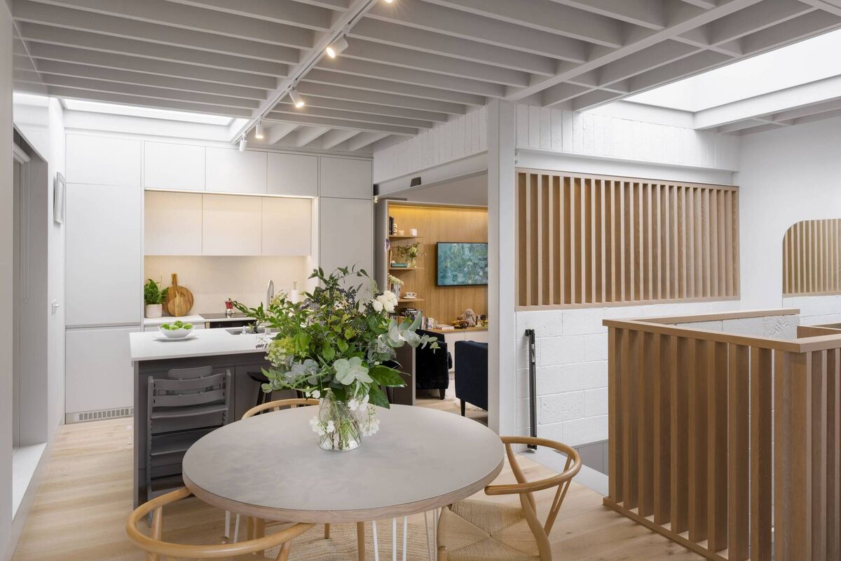 Kitchen living space in the third house, in Dublin.