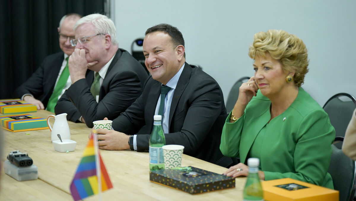 Then taoiseach Leo Varadkar and the then ambassador of Ireland to the US, Geraldine Byrne Nason, during a meeting with representatives of the Capital Pride Alliance during his visit to the US for St Patrick's Day in 2024.