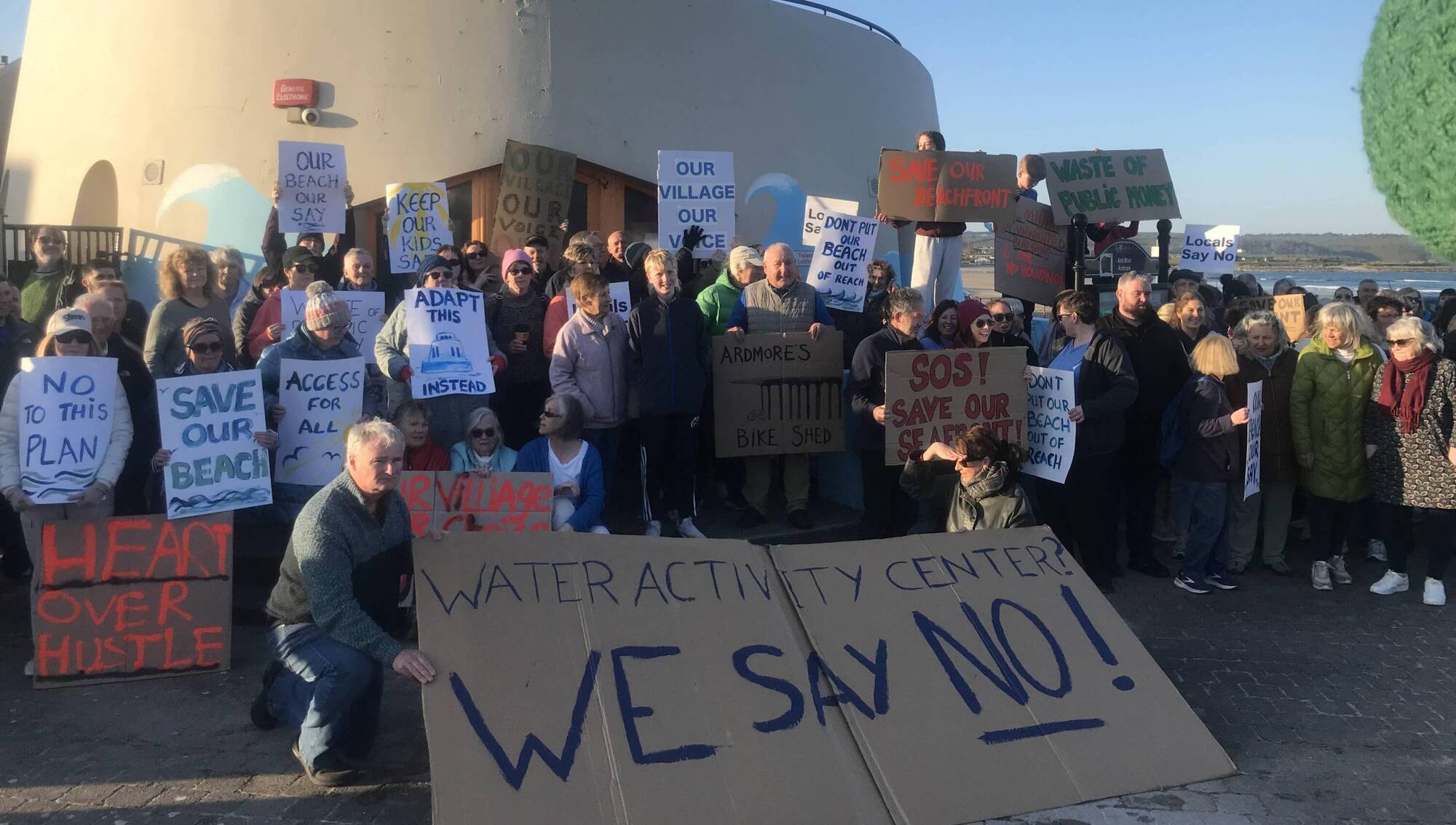 Hundreds protest proposed water sports facility at Ardmore beach