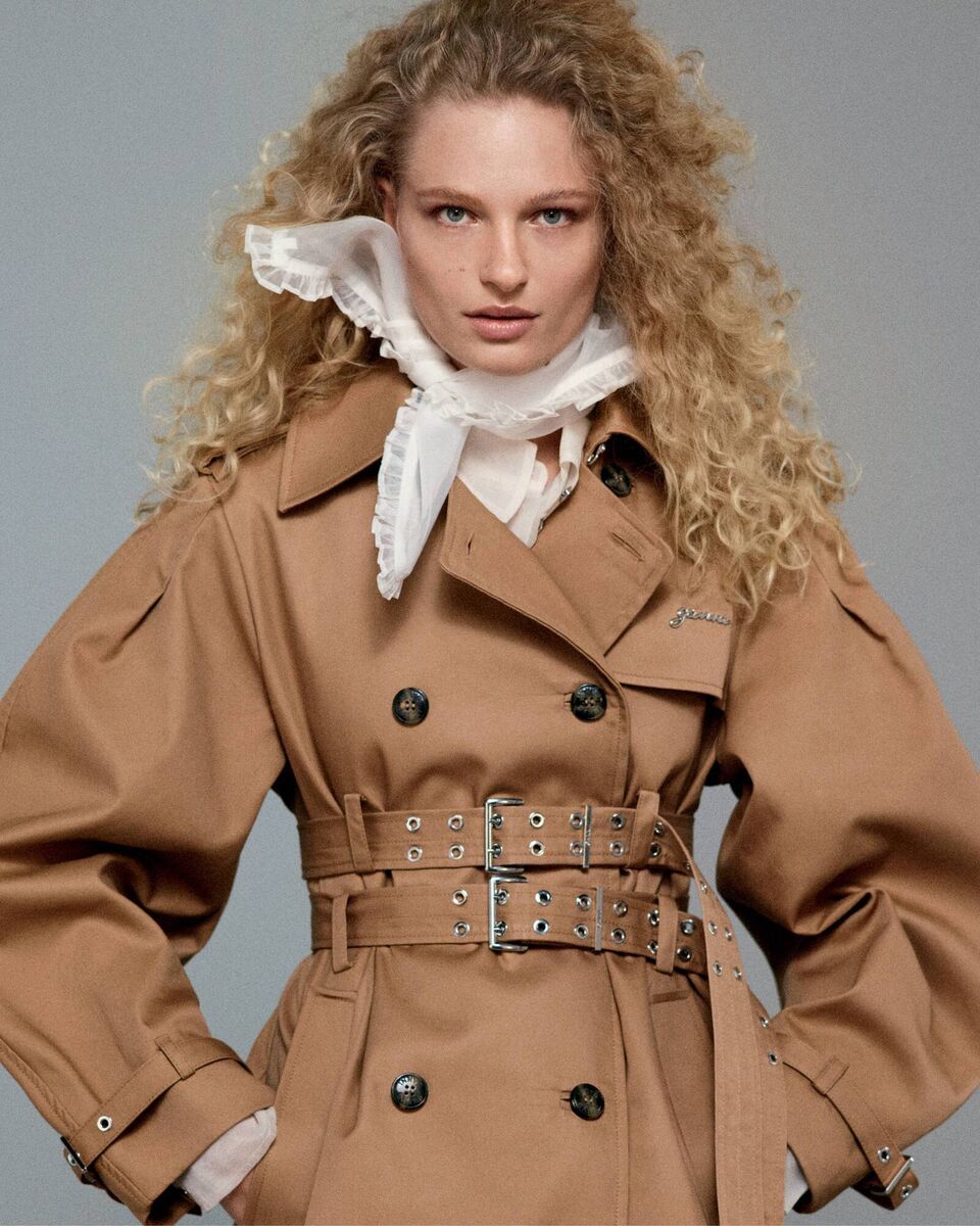 Camel Bonded Cotton Trench Coat, GANNI, €695 Camel Bonded Cotton Trench Coat, GANNI, €695