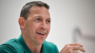 <p>Head coach Scott Bemand speaking during an Ireland Women's Rugby media conference at the IRFU High Performance Centre in Dublin. Pic: Sam Barnes/Sportsfile</p>