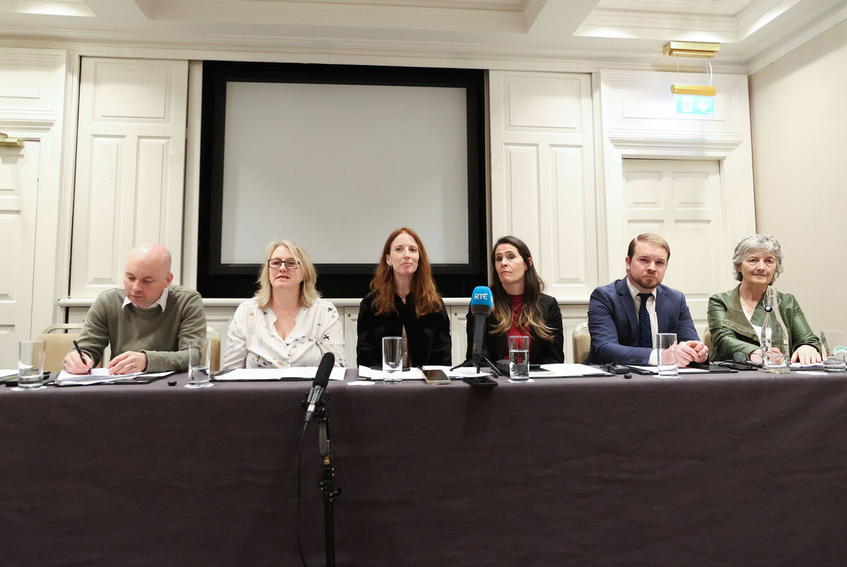 People Before Profit TD Paul Murphy, Independent senator Alice-Mary Higgins, Irish Neutrality League convenor Sara O'Rourke, Social Democrats TD Sinéad Gibney, Sinn Féin TD Donnchadh Ó Laoghaire and Independent TD Catherine Connolly launching the cross-party initiative on neutrality. Picture: Sasko Lazarov/Rolling News