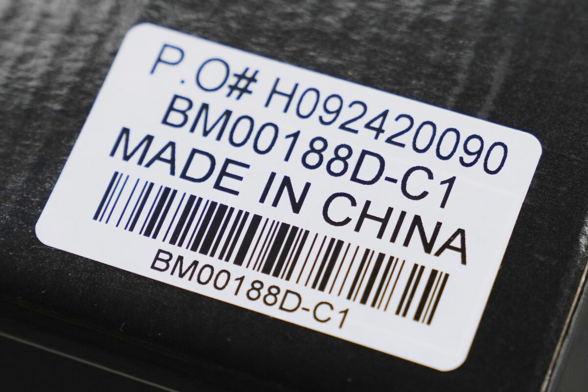 Made in China labels are shown on products in Carmel, Ind., Wednesday, April 9, 2025. (AP Photo/Michael Conroy)