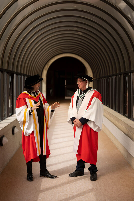 Pictured from left: Paul Lynch and UL’s Professor of Creative Writing Joseph O’Connor. Picture: Sean Curtin