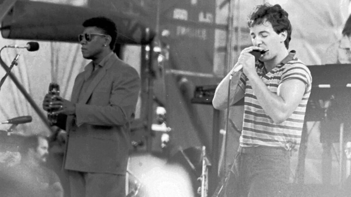 Bruce Springsteen at Slane in 1985, with Clarence Clemons. Picture: Eddie O'Hare