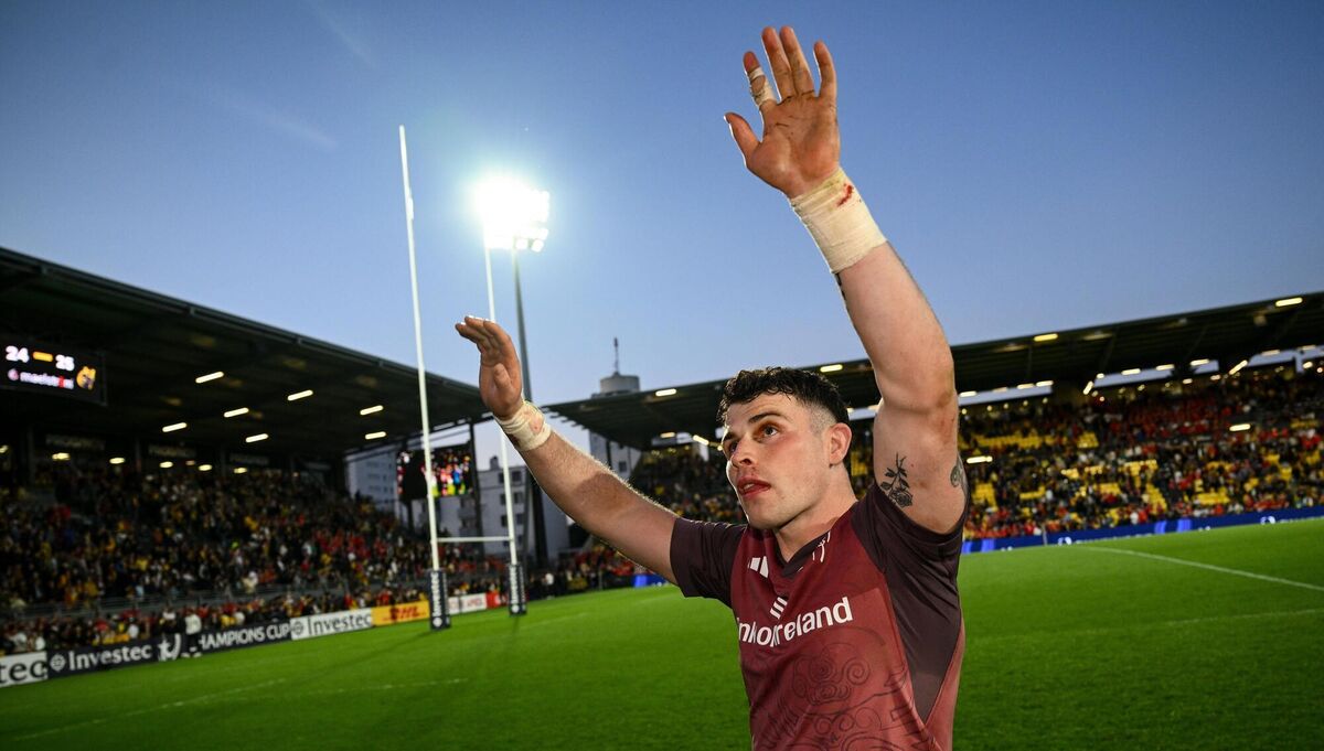 SOAKING IT ALL IN: Calvin Nash of Munster after the Investec Champions Cup Round of 16 match between La Rochelle and Munster at Stade Marcel Deflandre in La Rochelle. Pic: Ramsey Cardy/Sportsfile
