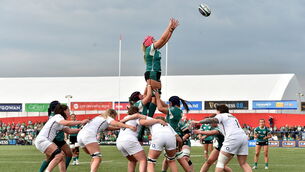<p>RAN OUT OF STEAM: Ireland trailed England by two points at half time but England pulled away in the second half. Pic: Matt Browne/Sportsfile</p>