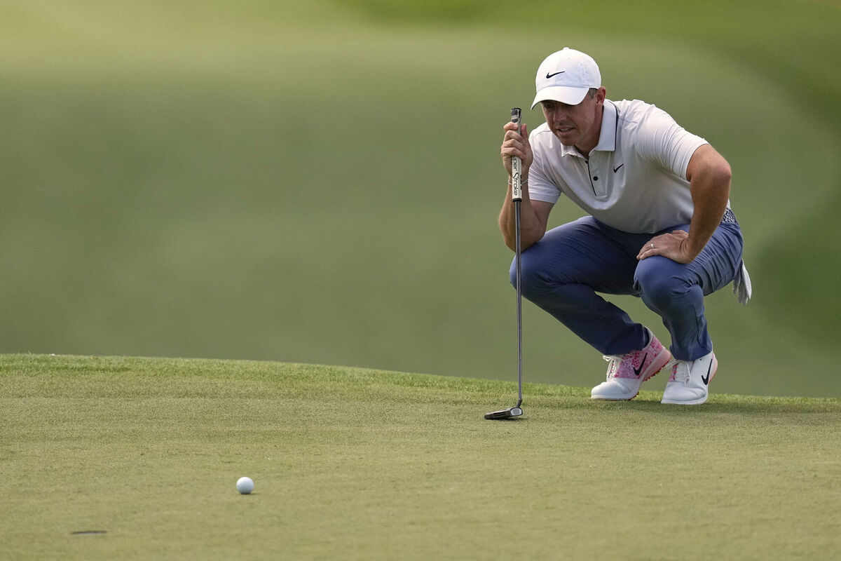 Rory McIlroy lines up a putt on the seventh hole during the third round. Pic: David J. Phillip/AP Rory McIlroy lines up a putt on the seventh hole during the third round. Pic: David J. Phillip/AP