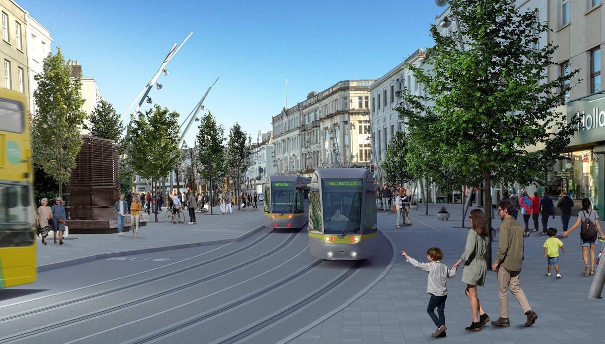 A visualisation of the proposed new Cork light rail system, widely referred to as 'the Cork Luas', on St Patrick's Street. A visualisation of the proposed new Cork light rail system, widely referred to as 'the Cork Luas', on St Patrick's Street.