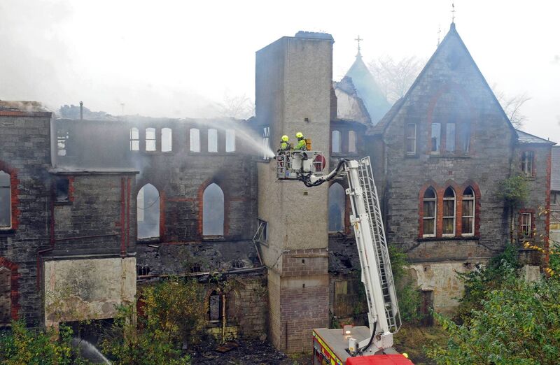 One of the many fires which have extensively damaged the former Good Shepherd convent and Magdalene laundry, Sunday's Well, Cork. This one occurred in November 2012. Picture: Irish Examiner Archive/Denis Minihane