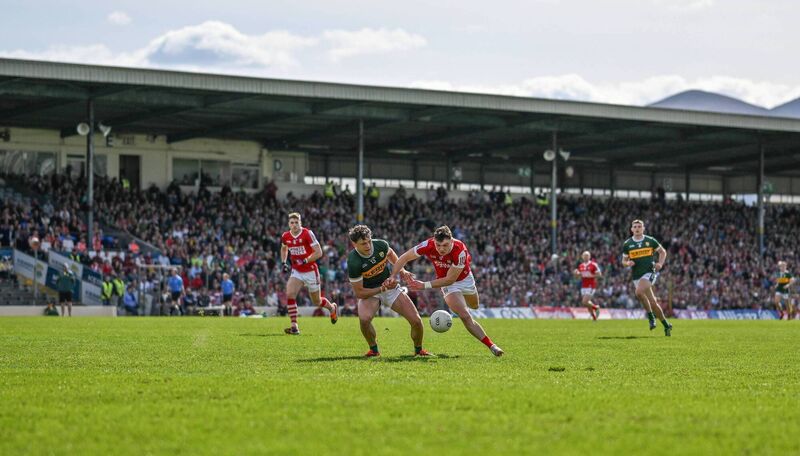 Cork's Daniel O'Mahony steals possession off Kerry's David Clifford during the Munster SFC semi-final at Fitzgerald Stadium last year. Pic: Brendan Moran/Sportsfile