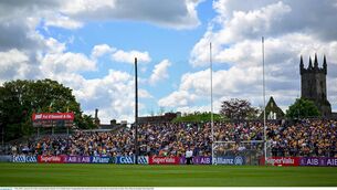 <p>THAT ENNIS ENERGY: A general view of the crowd during the Munster GAA Football Senior Championship final match between Kerry and Clare at Cusack Park in Ennis, Clare. Pic: Brendan Moran/Sportsfile</p>
