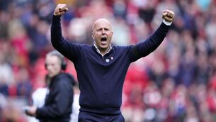 <p>DUTCH DELIGHT: Liverpool manager Arne Slot celebrates after last week's victory over Fulham at Anfield, Liverpool. Picture date: Sunday April 13, 2025.</p>